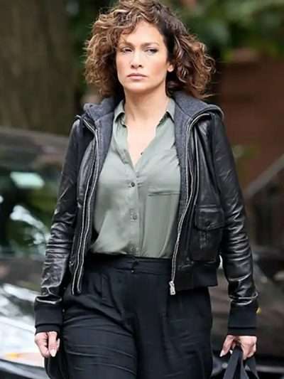 Jennifer Lopez Shades of Blue Black Leather Jacket