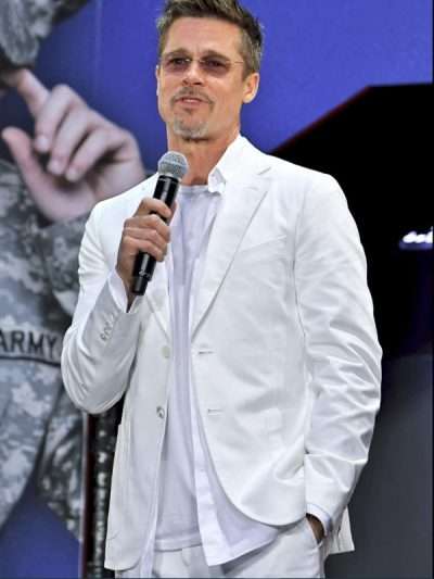 Brad Pitt War Machine Movie Event White Suit
