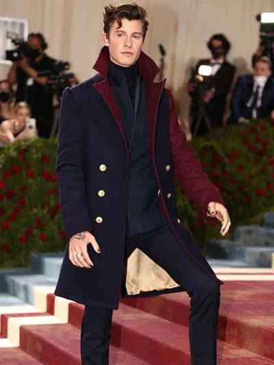Shawn Mendes Met Gala 2022 Blue and Maroon Coat