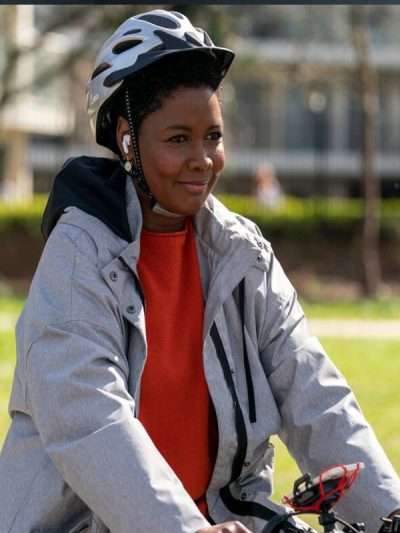 Sarah Niles Ted Lasso Hooded Grey Coat