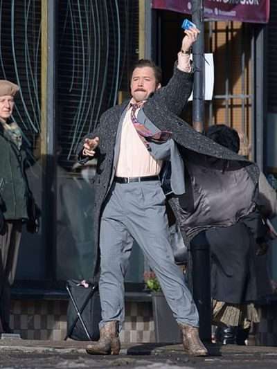 Taron Egerton Tetris Black Wool Coat