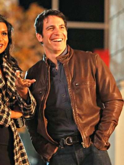 Chris Messina The Mindy Project S03 Brown Leather Jacket