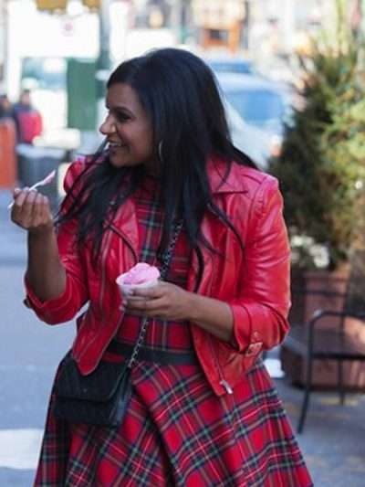 Mindy Kaling The Mindy Project Pink Leather Jacket