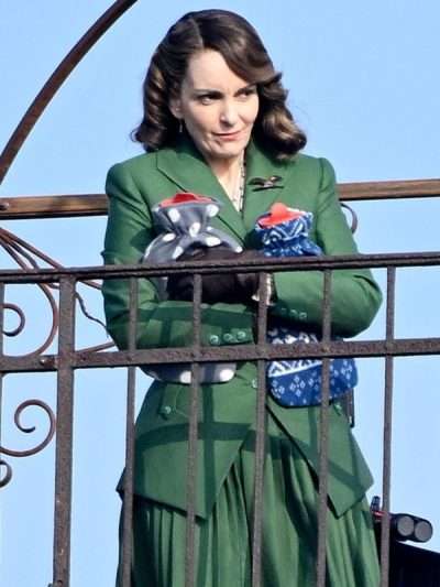 Tina Fey A Haunting in Venice Green Coat