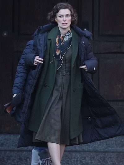 Keira Knightley Boston Strangler 2023 Blue Puffer Coat
