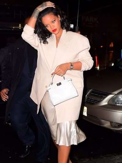 Rihanna Street Style 2019 Oversize Beige Blazer