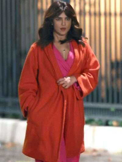Priyanka Chopra Jonas Love Again Orange Wool Coat