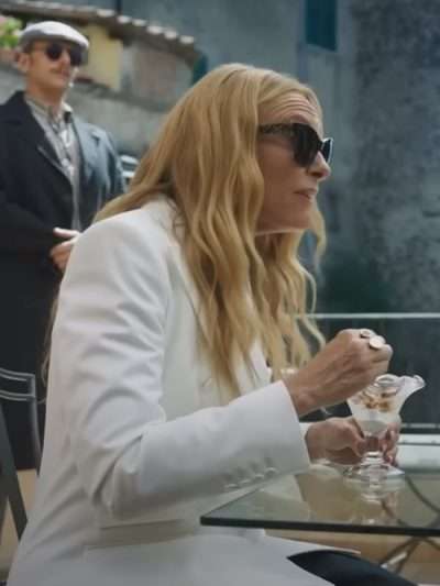 Toni Collette Mafia Mamma 2023 White Blazer