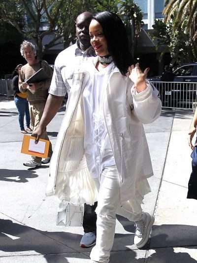 Rihanna LA Lakers Game White Cotton Coat