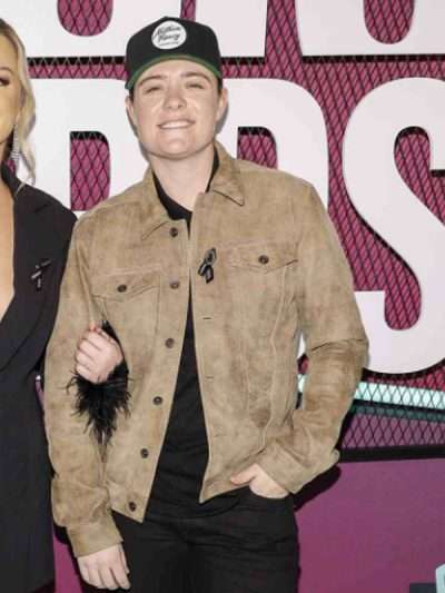 CMT Awards Lily Rose Brown Suede Leather Jacket