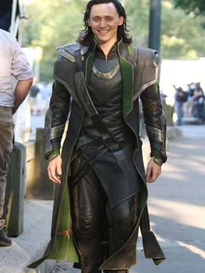 Tom Hiddleston Loki Black Leather Trench Coat
