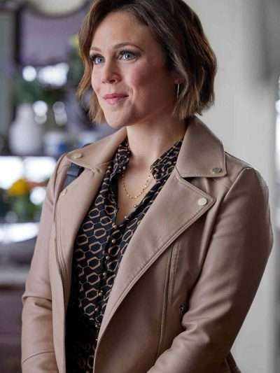 Erin Krakow The Wedding Cottage 2023 Brown Leather Jacket