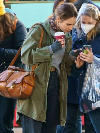 Lily James What's Love Got to Do with It Green Hooded Jacket