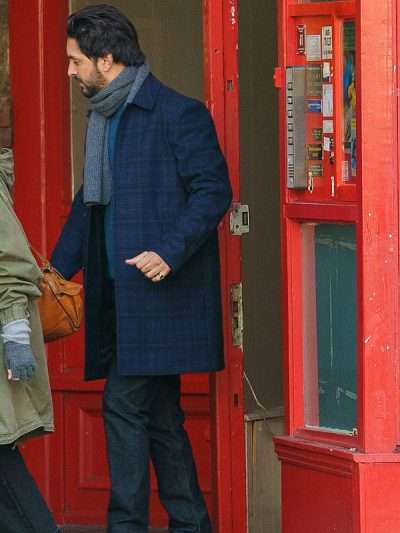 Shazad Latif What's Love Got to Do with It 2022 Blue Wool Coat