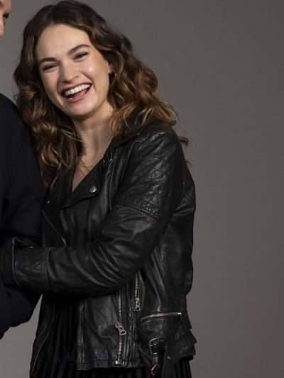 Lily James What's Love Got to Do with It 2022 Black Leather Jacket