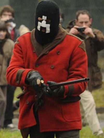 White Bear Black Mirror Red Wool Coat