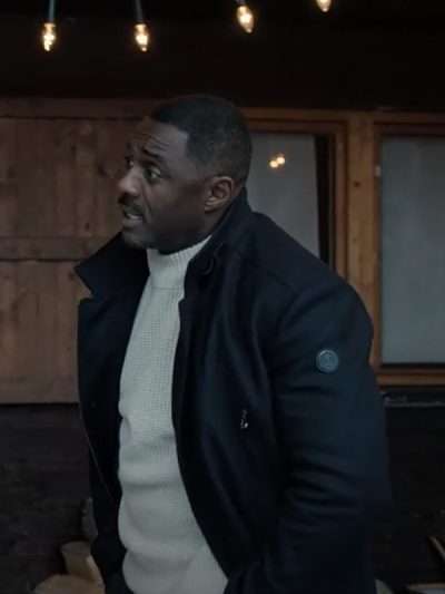 Idris Elba Extraction 2 Black Wool Coat