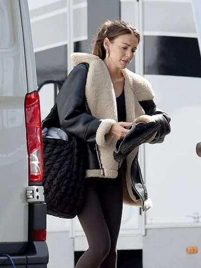 Michelle Keegan Fool Me Once Black Shearling Black Leather Jacket