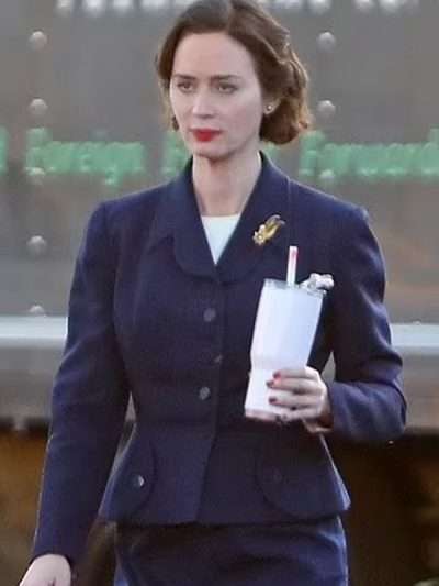 Emily Blunt Oppenheimer 2023 Blue Coat