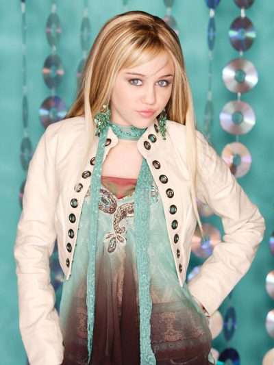 Hannah Montana Miley Cyrus Off White Leather Jacket