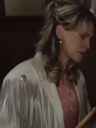 Hilary Swank Ordinary Angels White Fringe Jacket