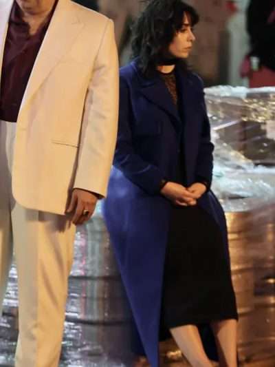 Cristin Milioti The Penguin Blue Wool Trench Coat