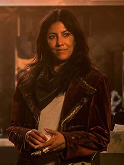 Stephanie Beatriz Twisted Metal Red Velvet Blazer