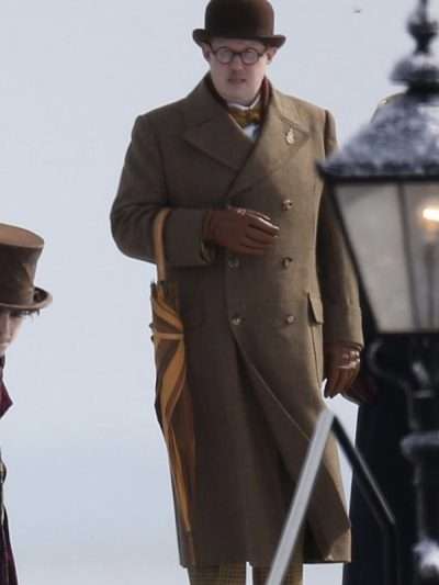 Matt Lucas Wonka 2023 Brown Wool Coat
