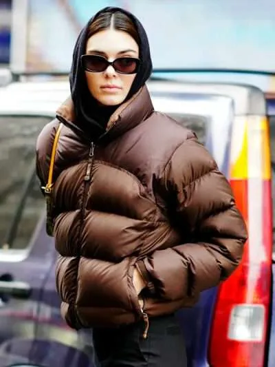American Actress Kim Kardashian Brown Jacket