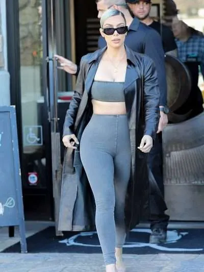 Kim Kardashian Los Angeles Black Leather Trench Coat