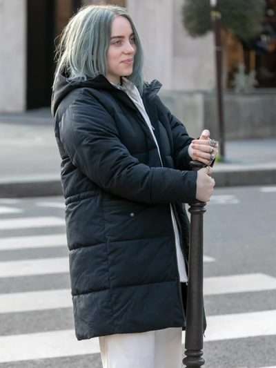 Bil­lie Eil­ish Street Style Black Puffer Jacket