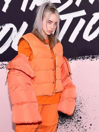 Bil­lie Eil­ish Orange Puffer Vest