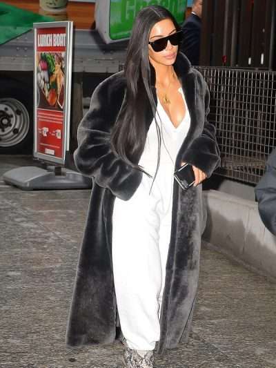 Kim Kardashian Street Style NYC Black Trench Coat
