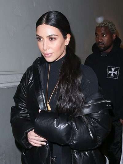 Kim Kardashian American Model Black Puffer Hooded Jacket