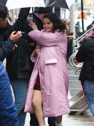 Mabel Mora Only Murders in the Building Pink Puffer Trench Coat