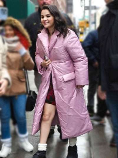 Mabel Mora Only Murders in the Building Pink Puffer Coat