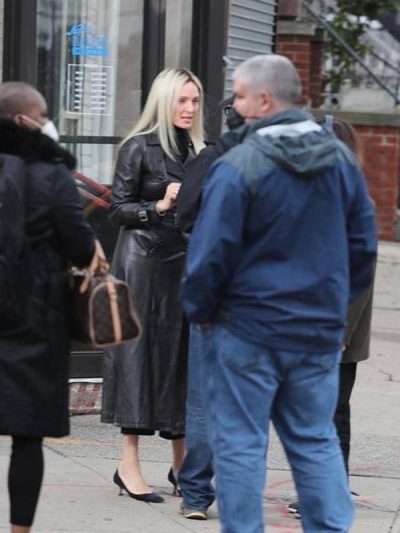 Uma Thurman The Kill Room 2023 Black Leather Coat