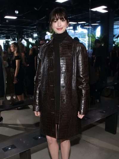 Anne Hathaway NFW 2023 Leather Coat