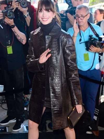 Anne Hathaway NFW 2023 Leather Trench Coat