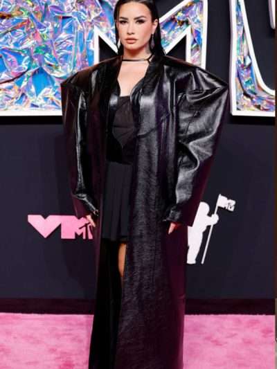 Demi Lovato MTV Video Music Awards 2023 Leather Trench Coat