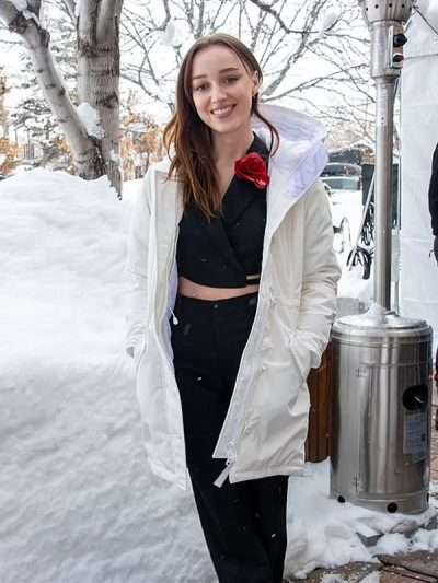Phoebe Dynevor Fair Play 2023 White Hooded Jacket