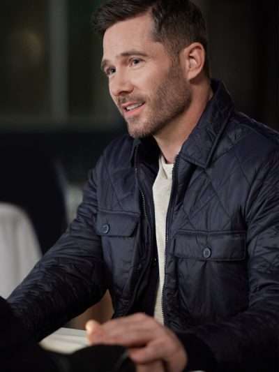 Luke Macfarlane Notes of Autumn 2023 Blue Quilted Jacket