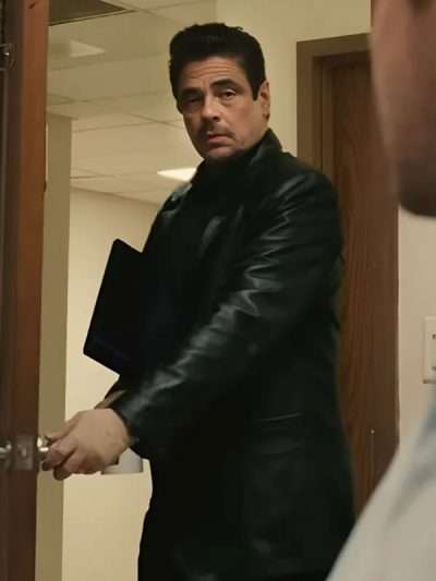 Benicio Del Toro Reptile 2023 Black Leather Blazer