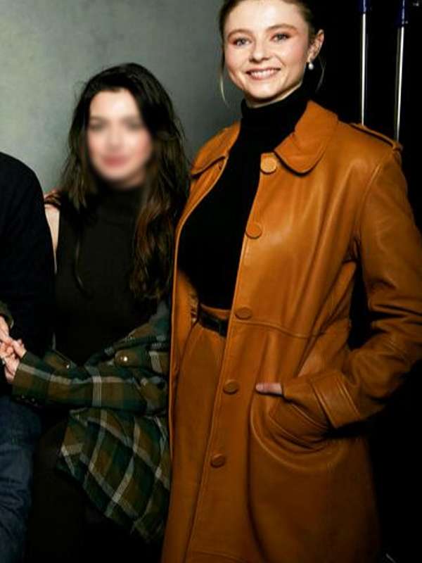 Thomasin McKenzie Eileen 2023 Leather Coat