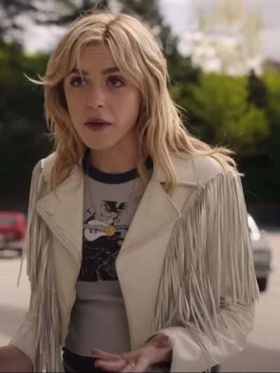 Kiernan Shipka Totally Killer 2023 White Leather Jacket