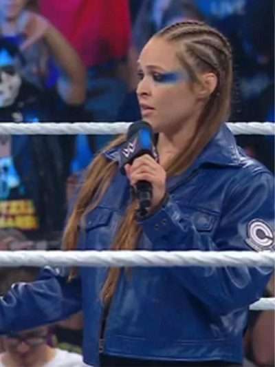 WWE Ronda Rousey Blue Leather Jacket