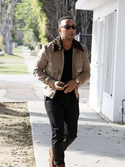 John Legend Street Style Los Angeles Shearling Jacket
