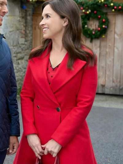 Lacey Chabert A Merry Scottish Christmas 2023 Red Wool Coat