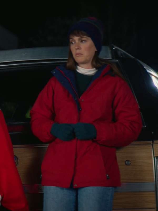 Leighton Meester EXmas 2023 Red Hooded Jacket