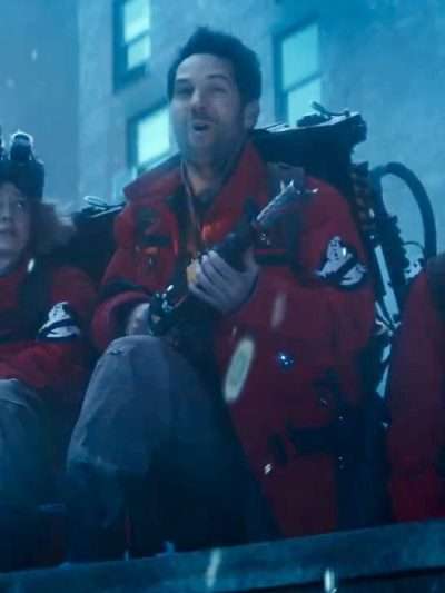 Paul Rudd Ghostbusters Frozen Empire Red Jacket